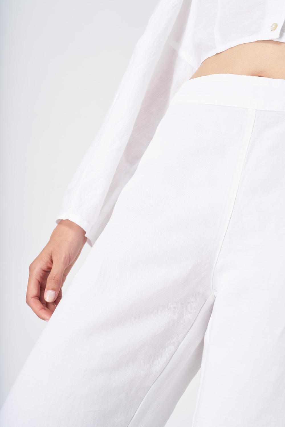 120% Lino Wide-Leg High-Waisted Linen Pants Offerte