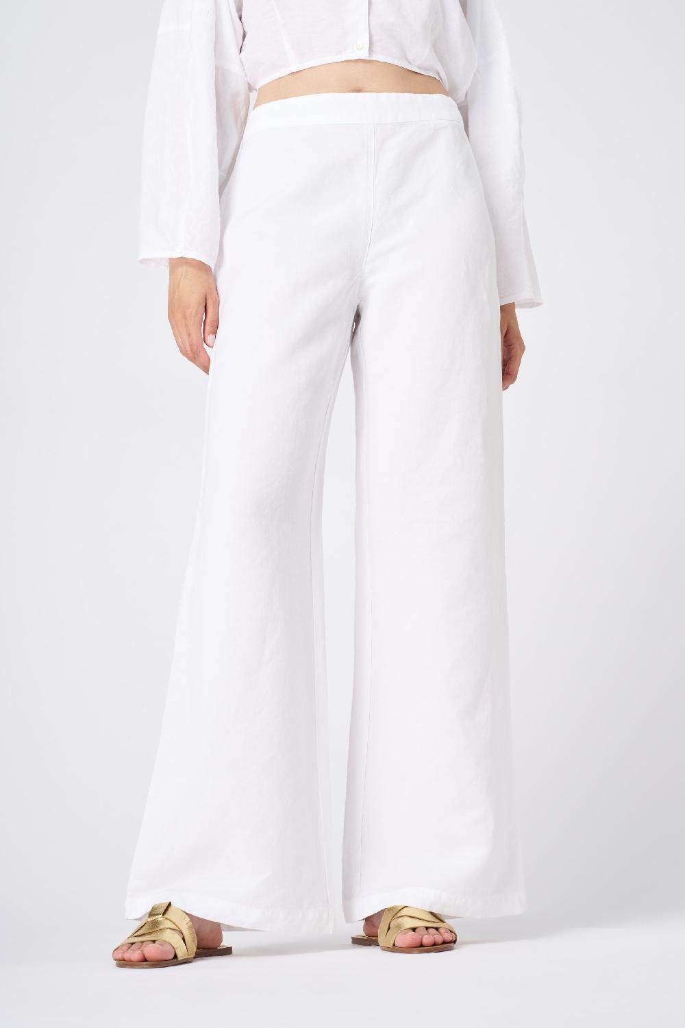 120% Lino Wide-Leg High-Waisted Linen Pants Offerte