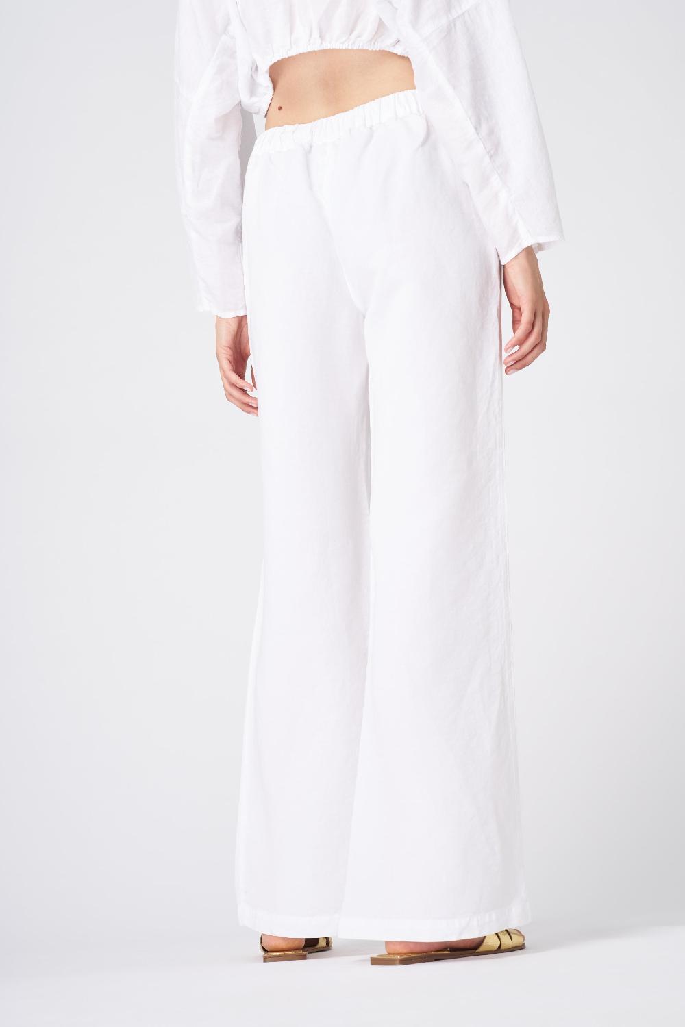 120% Lino Wide-Leg High-Waisted Linen Pants Offerte