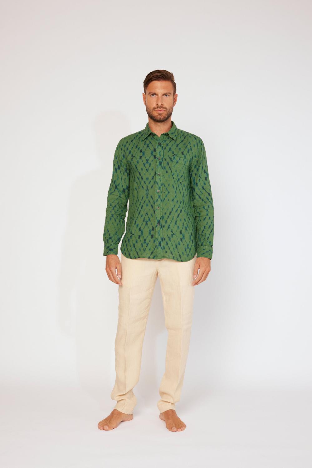 120% Lino Long Sleeve Slim Fit Shirt Vendita Calda