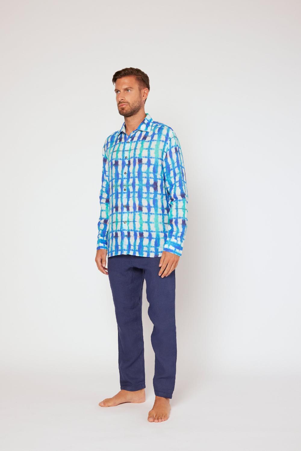 120% Lino Long Sleeve Slim Fit Vendita Economica