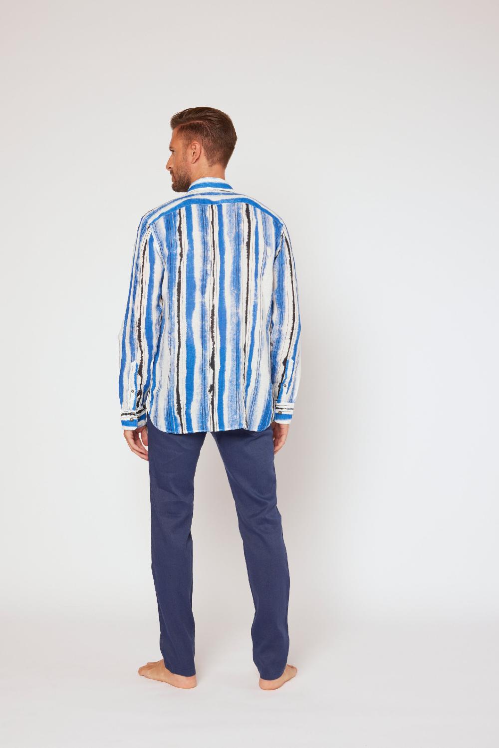 120% Lino Long sleeve slim fit shirt Saldi Di Fabbrica