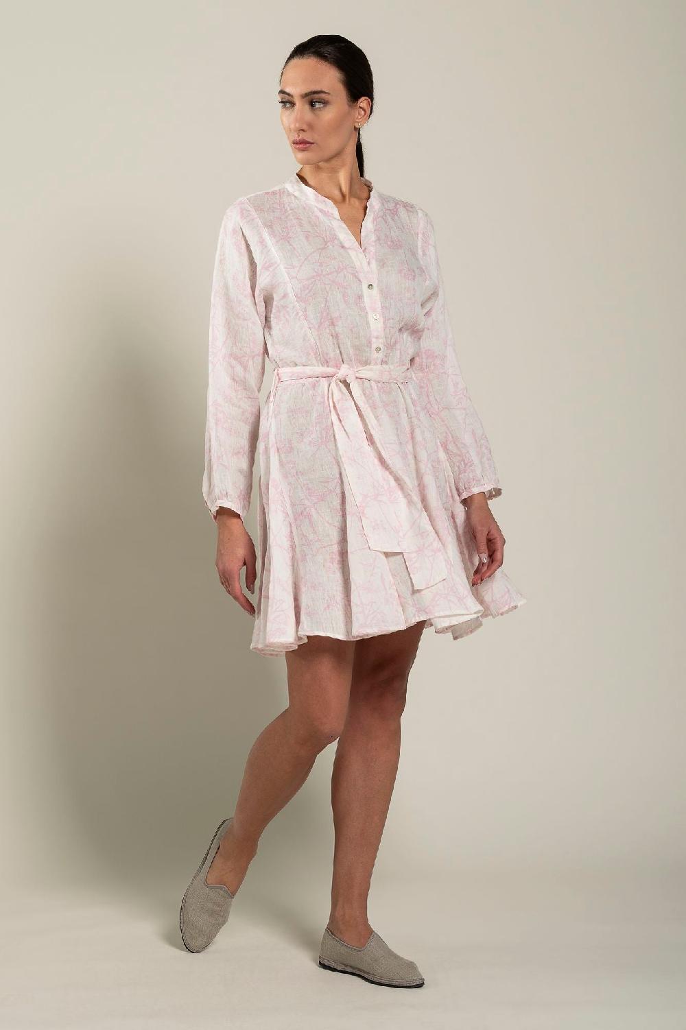 120% Lino Floral Patterned Dress With Belt Negozio