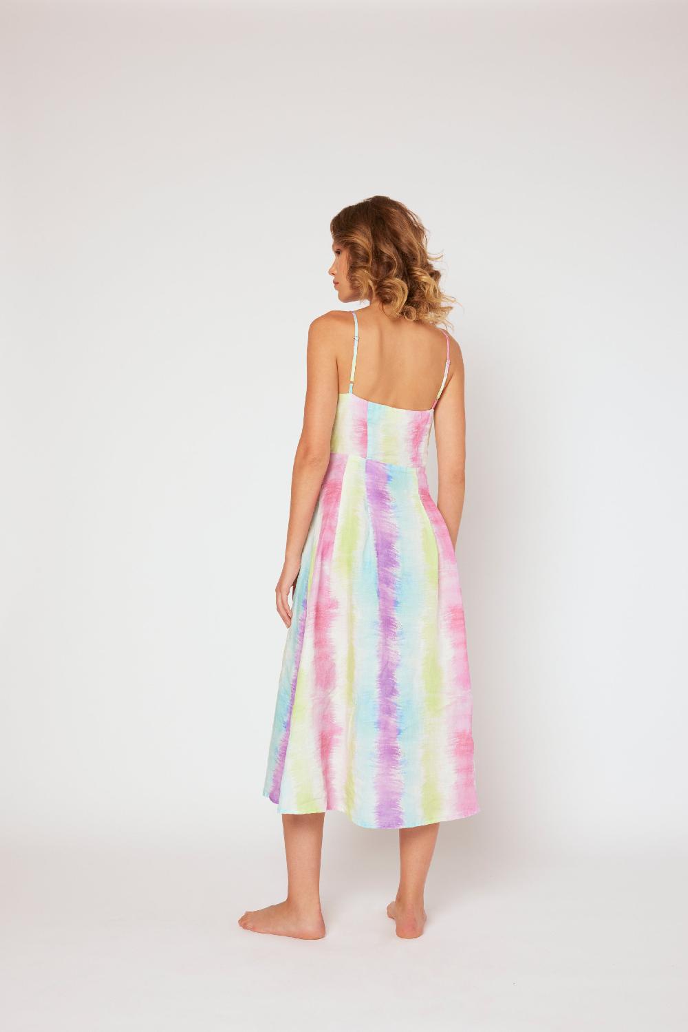 120% Lino Tie-dye Dress In Saldo