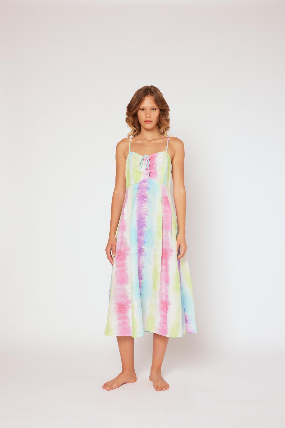 120% Lino Tie-dye Dress In Saldo