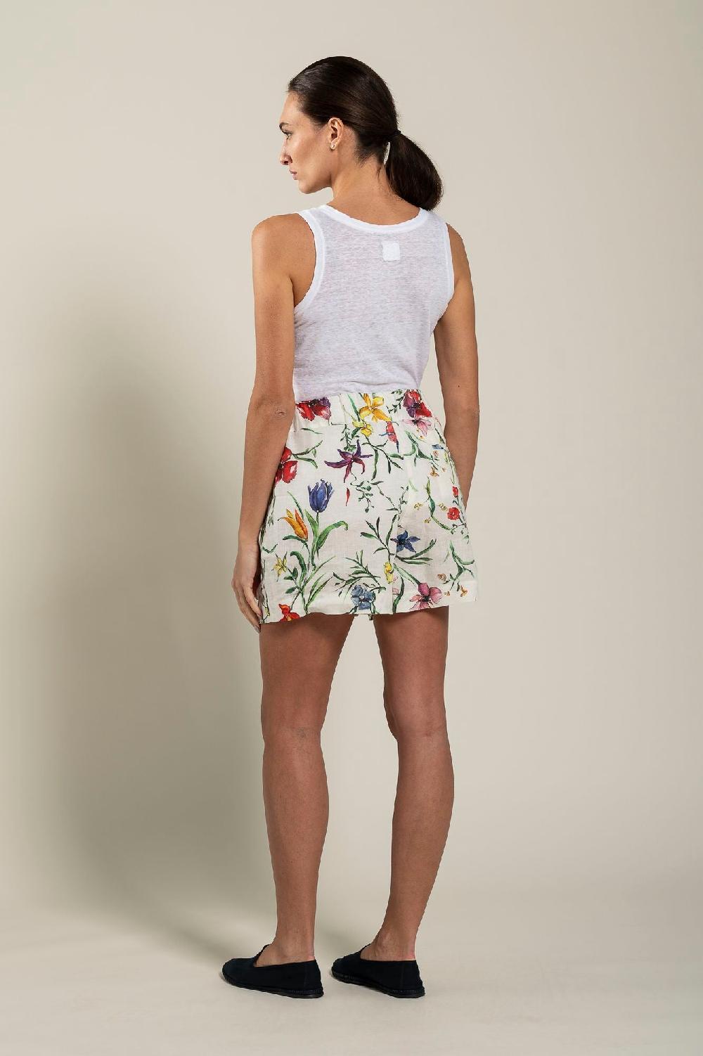 120% Lino Woman Provance Print Short Italia