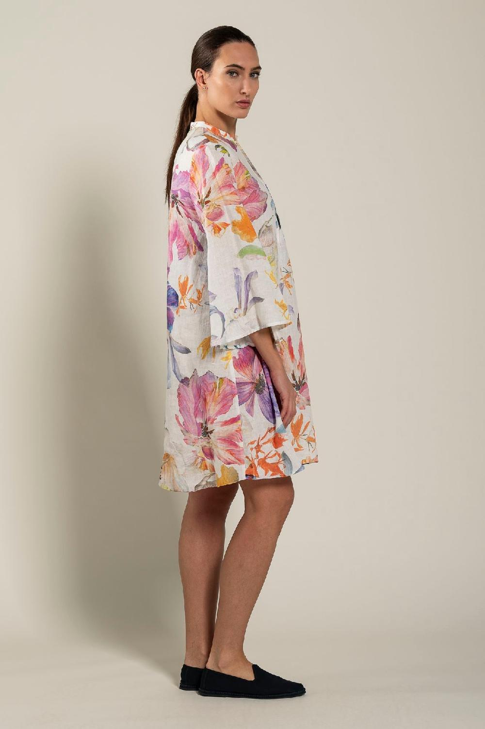 120% Lino Long Sleeve Floral Print Dress 50% di sconto per tempo limitato