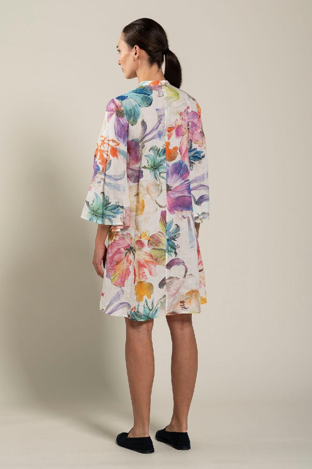 120% Lino Long Sleeve Floral Print Dress 50% di sconto per tempo limitato