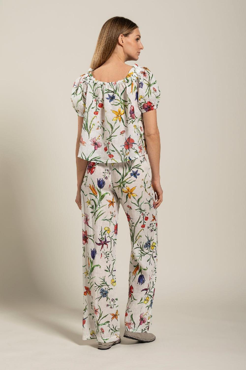 120% Lino Woman Provance Print Blouse Vendita