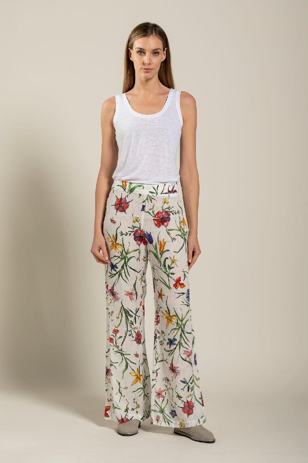 120% Lino Woman Provance Print Pant Promozione