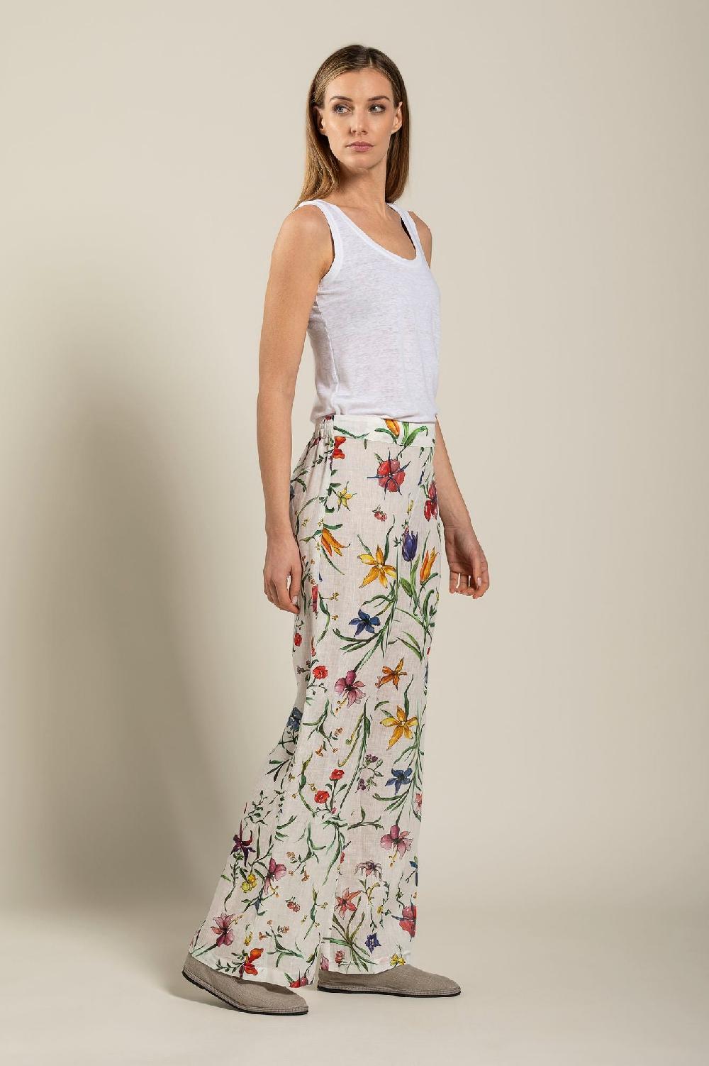 120% Lino Woman Provance Print Pant Promozione