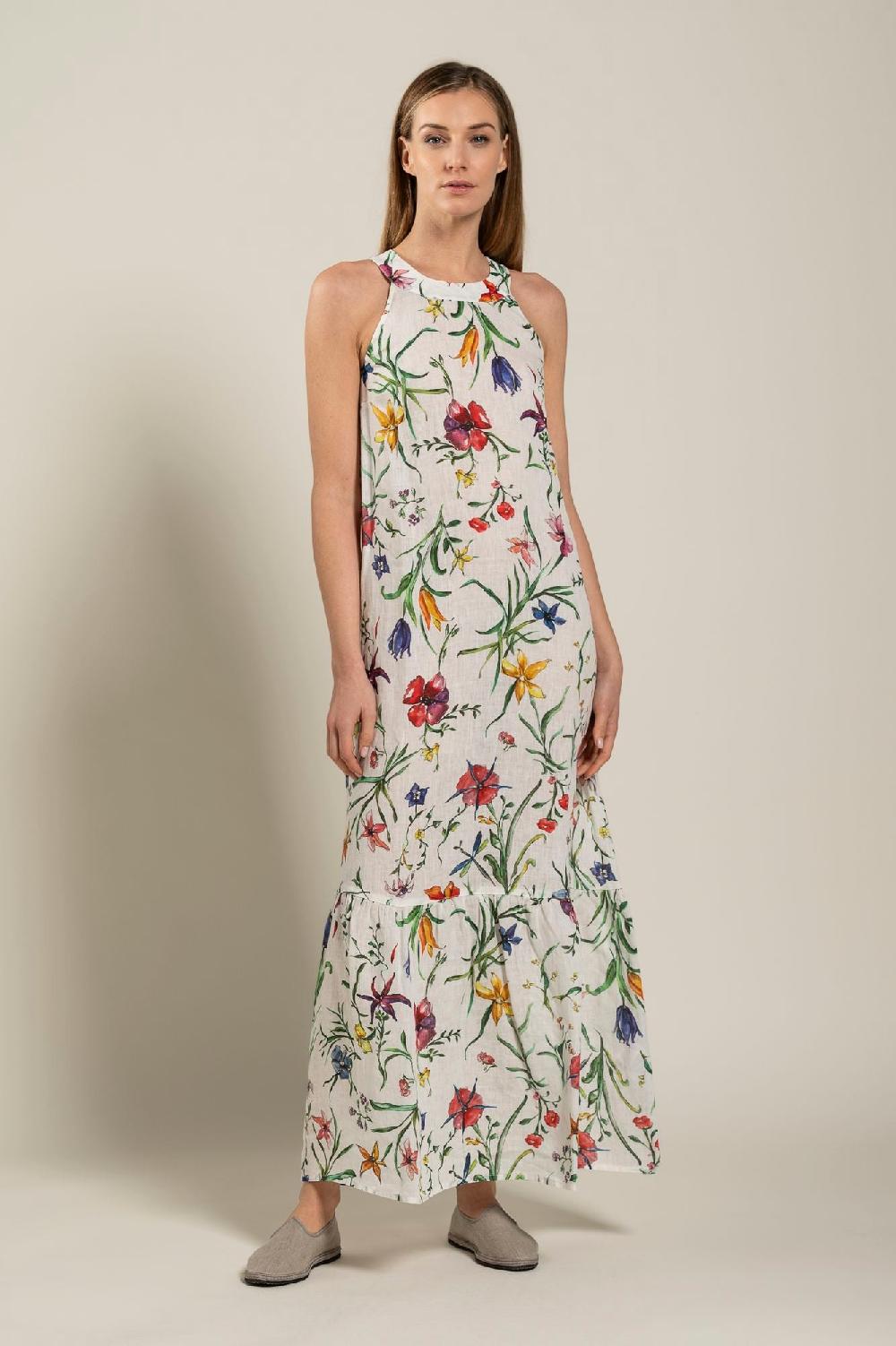 120% Lino Provance Print Maxi Dress Spedizione Gratuita
