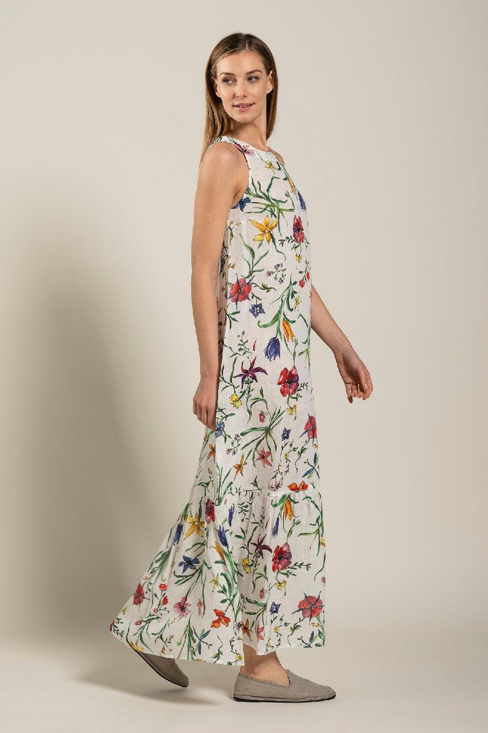 120% Lino Provance Print Maxi Dress Spedizione Gratuita