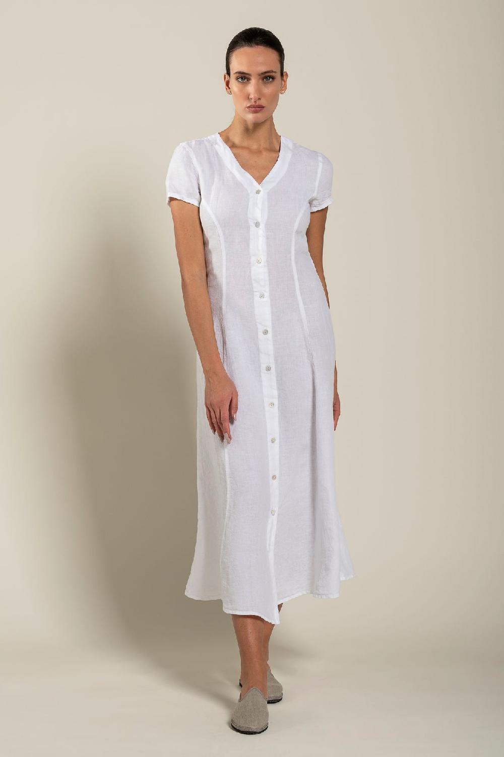 120% Lino Button Down Dress Fino Al -60%
