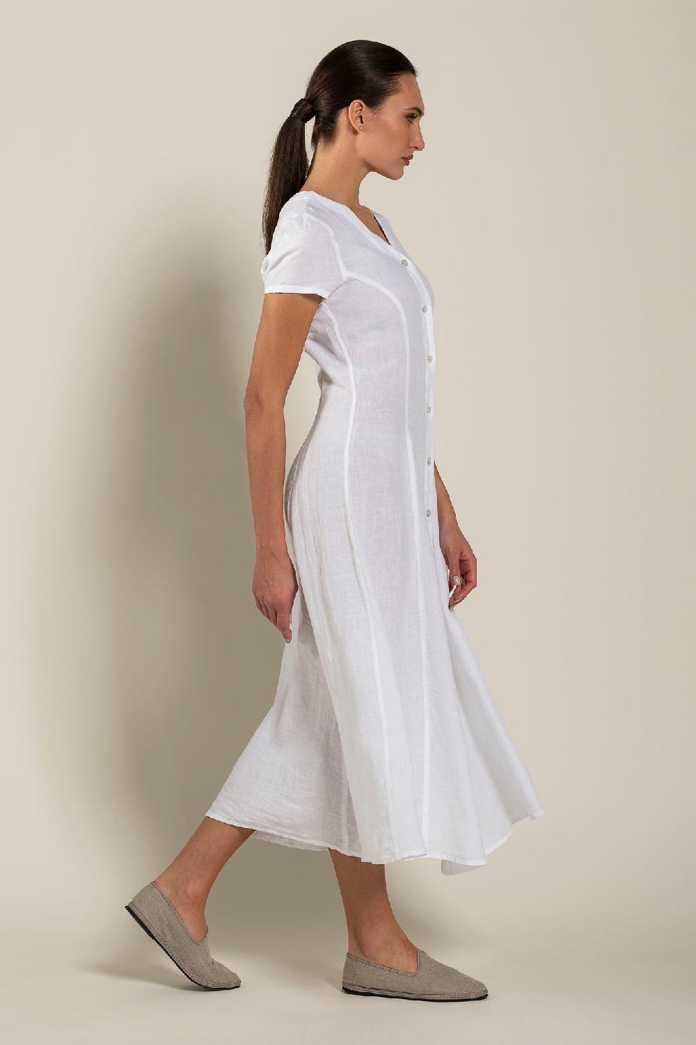 120% Lino Button Down Dress Fino Al -60%