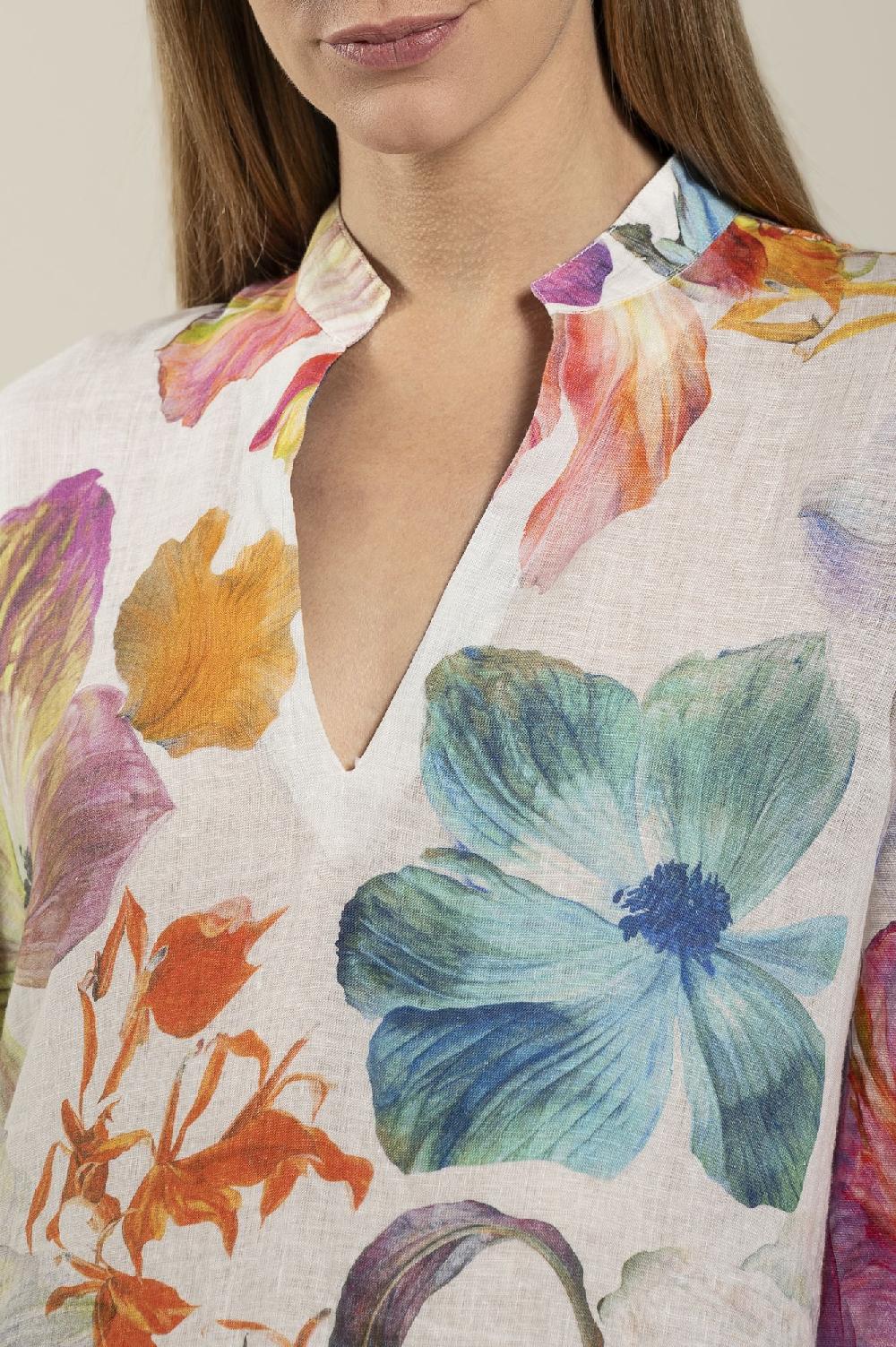 120% Lino Floral Print Kaftano Sconto