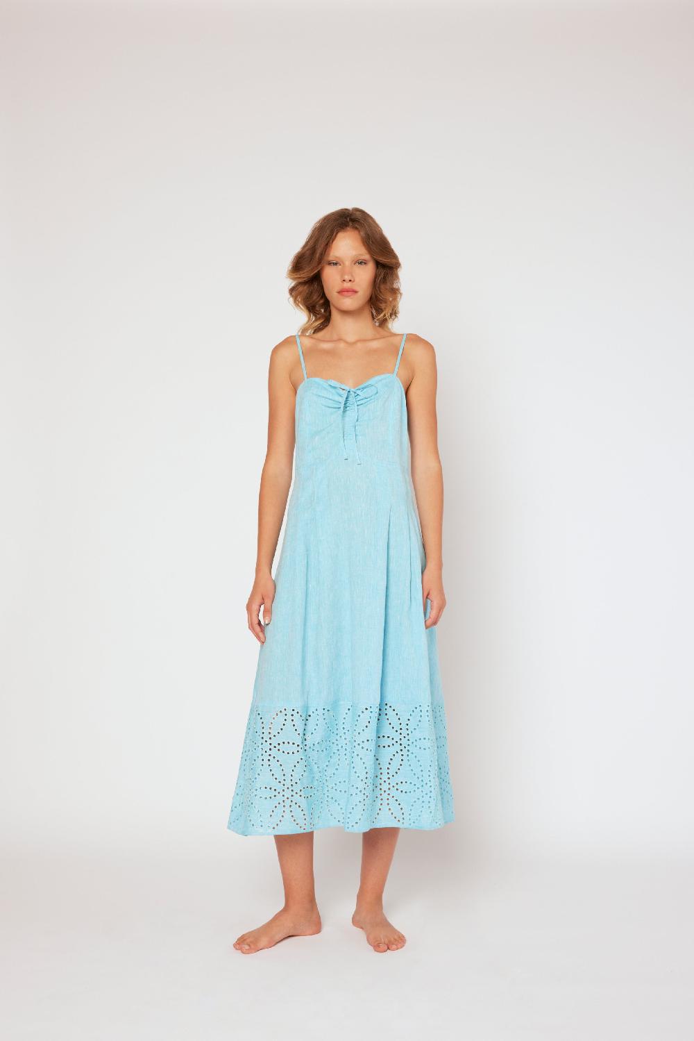 120% Lino Midi Linen Dress Offerta
