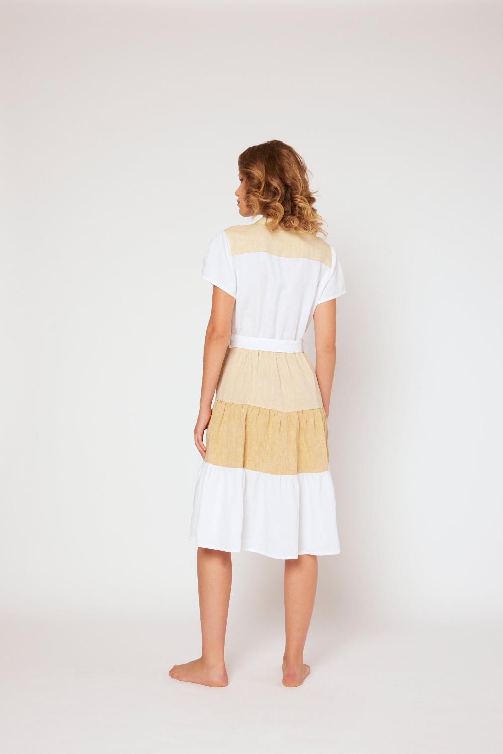 120% Lino Yarn-dyed short sleeve dress Online