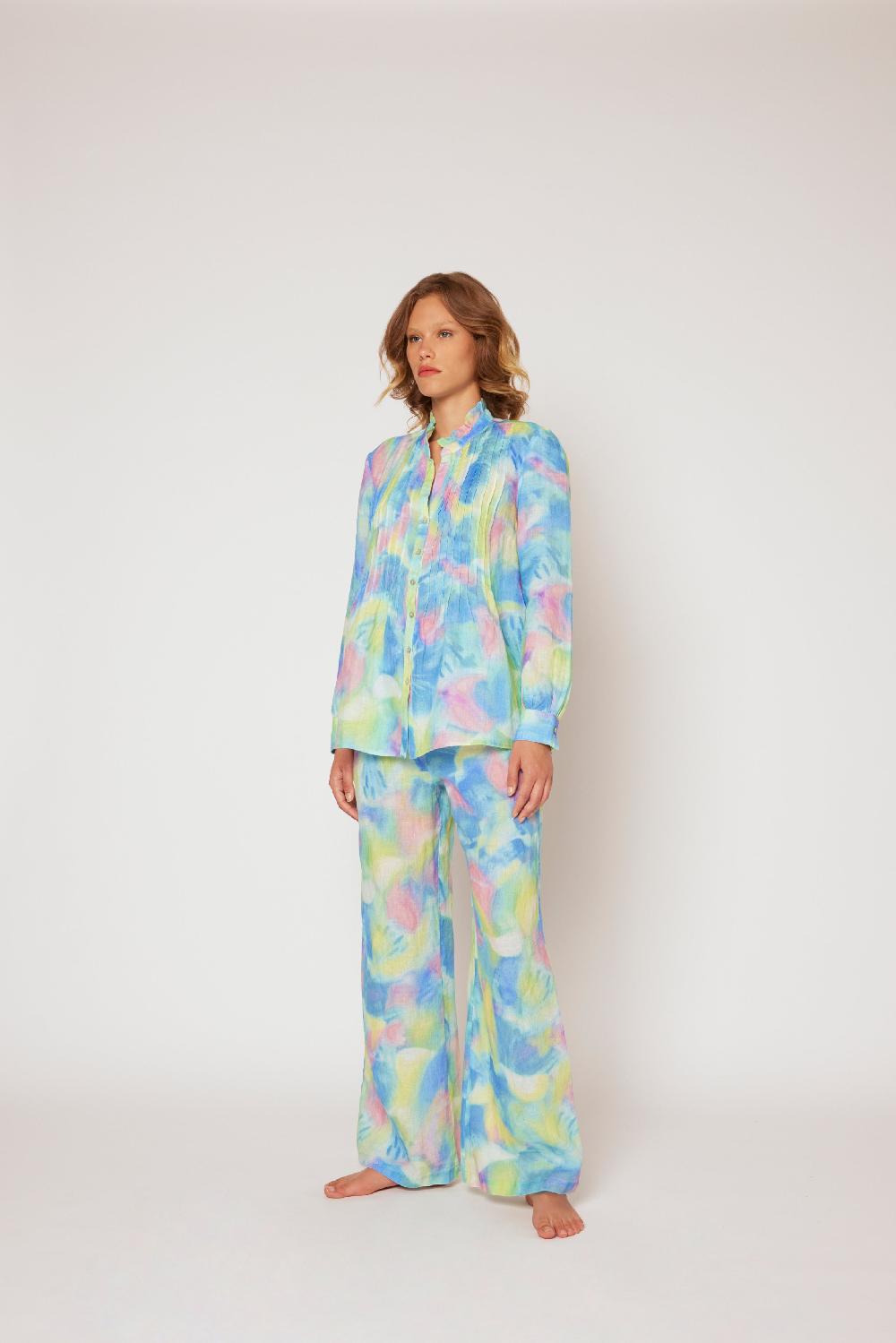 120% Lino Print Blouse Saldi Di Fabbrica