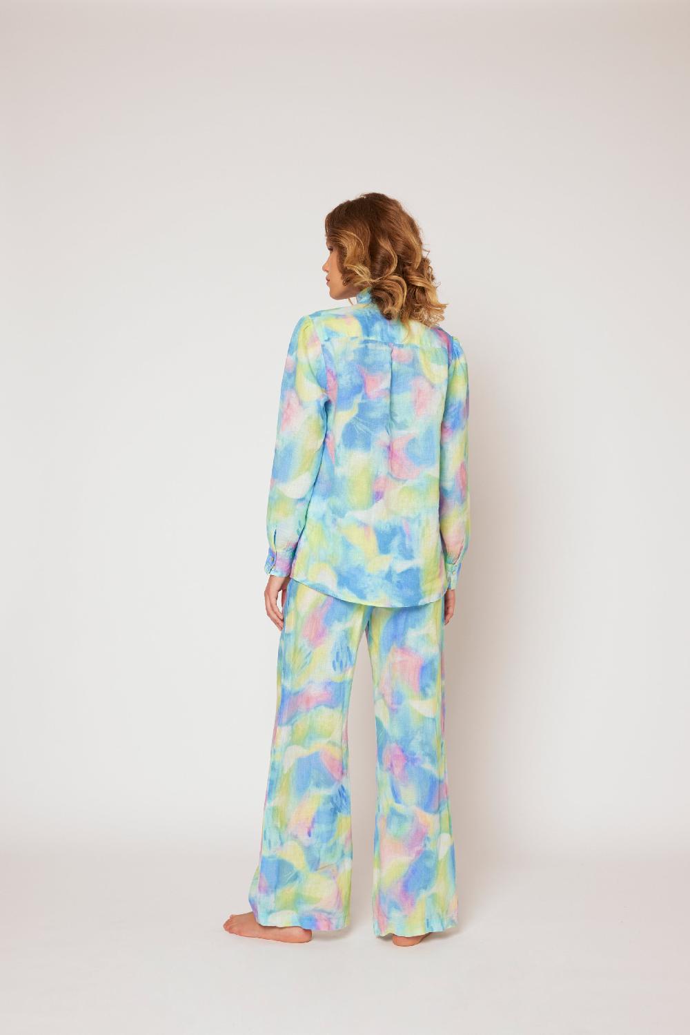120% Lino Print Blouse Saldi Di Fabbrica