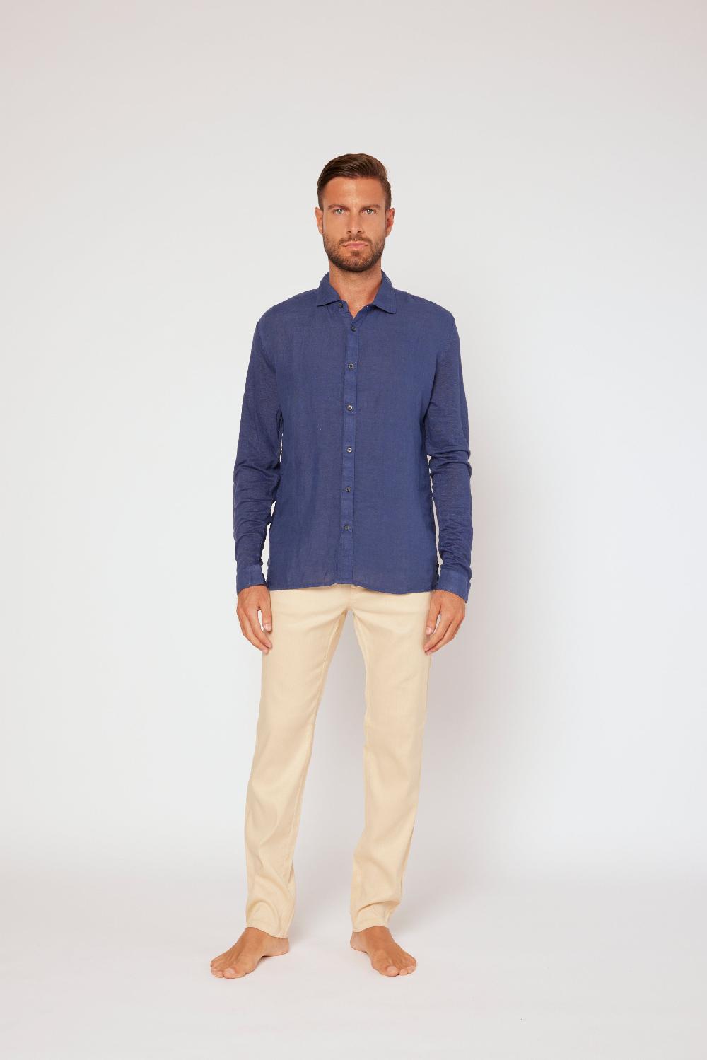 120% Lino Long Sleeve Shirt In Saldo