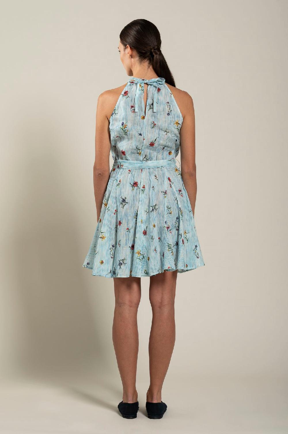 120% Lino Woman Striped Dress With Belt 2025