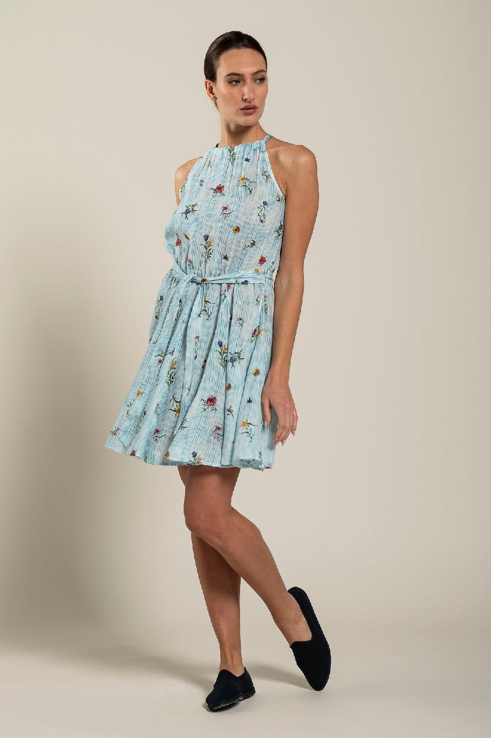 120% Lino Woman Striped Dress With Belt 2025