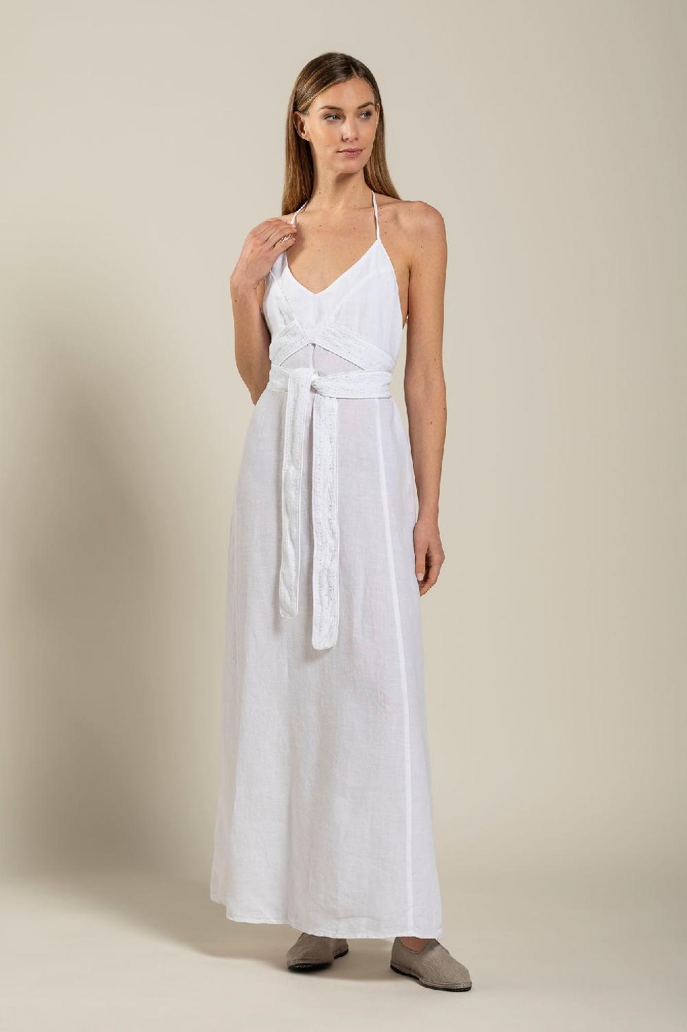 120% Lino Dress With Belt Italia