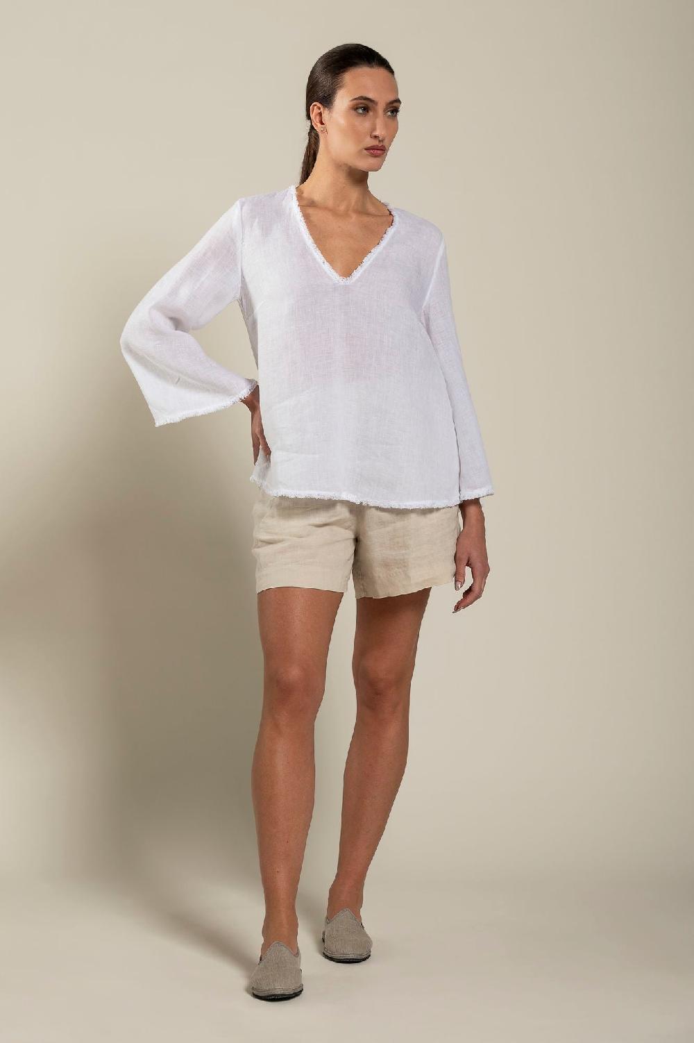 120% Lino Long Sleeve Woman Blouse Nuovo
