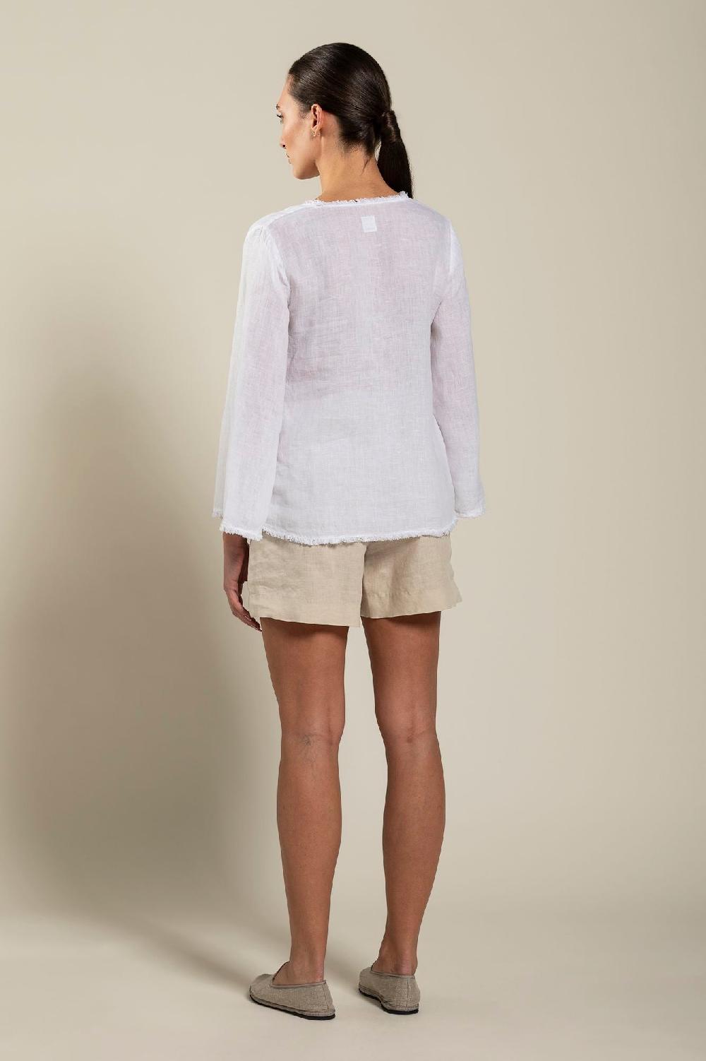 120% Lino Long Sleeve Woman Blouse Nuovo