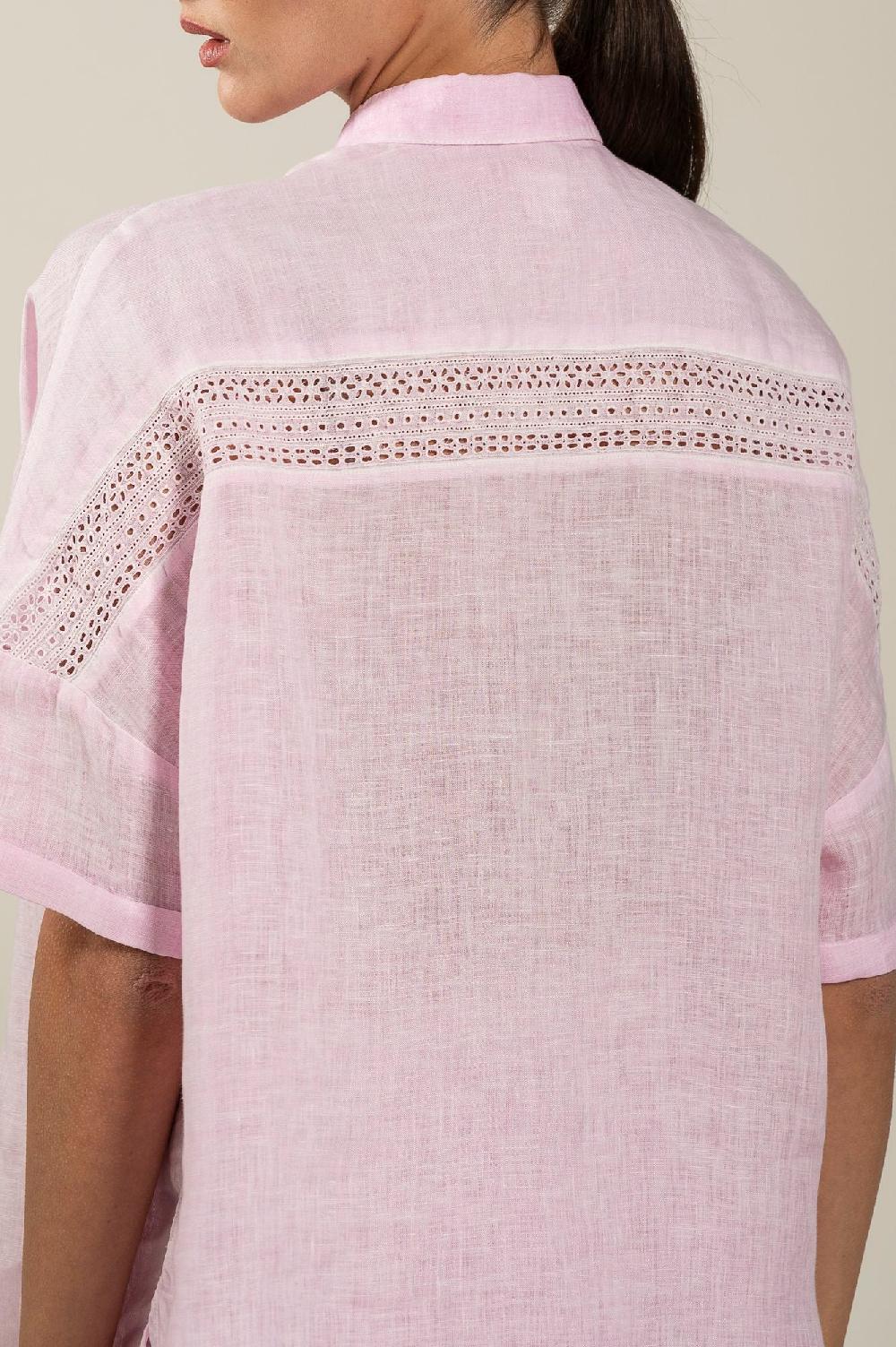 120% Lino Short Sleeve Woman Shirt Vendita