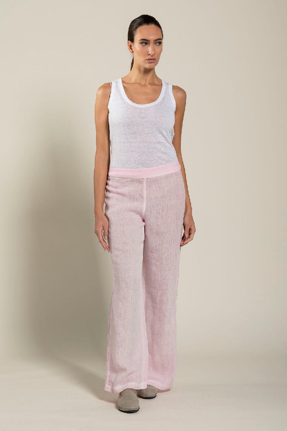 120% Lino Woman Pant With Side Detail Soddisfazione Garantita