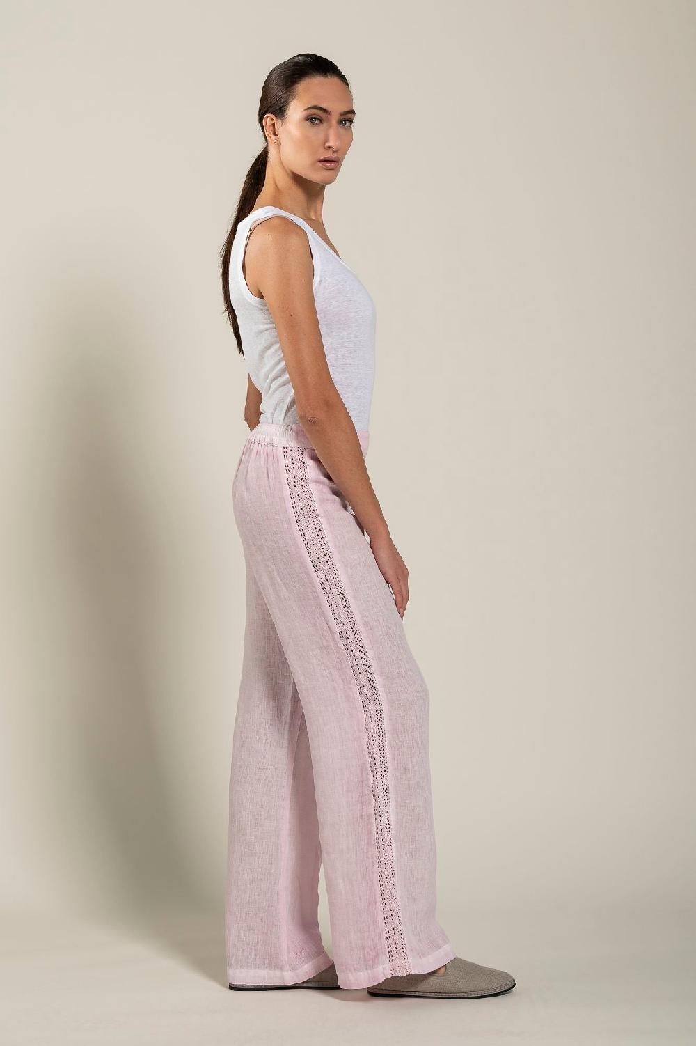 120% Lino Woman Pant With Side Detail Soddisfazione Garantita