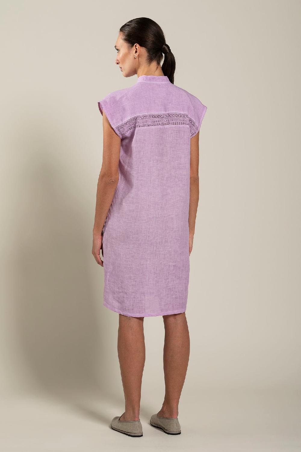 120% Lino Mandarin Collar Dress Acquista Ora