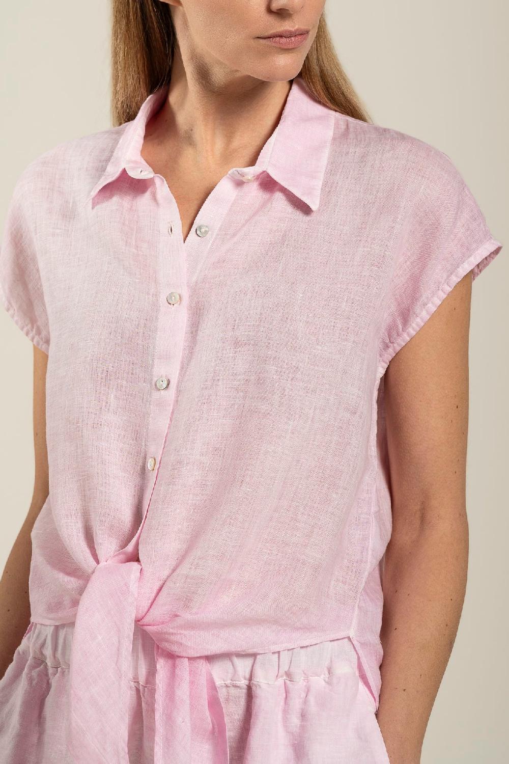 120% Lino Tie-front Shirt Fino Al -60%