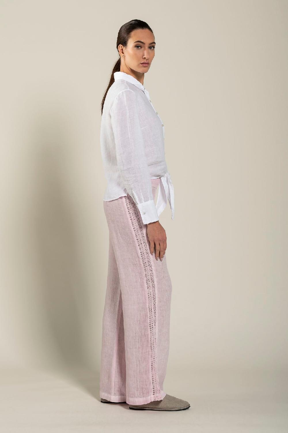 120% Lino Long Sleeve Woman Shirt With Knot Affare Del Giorno