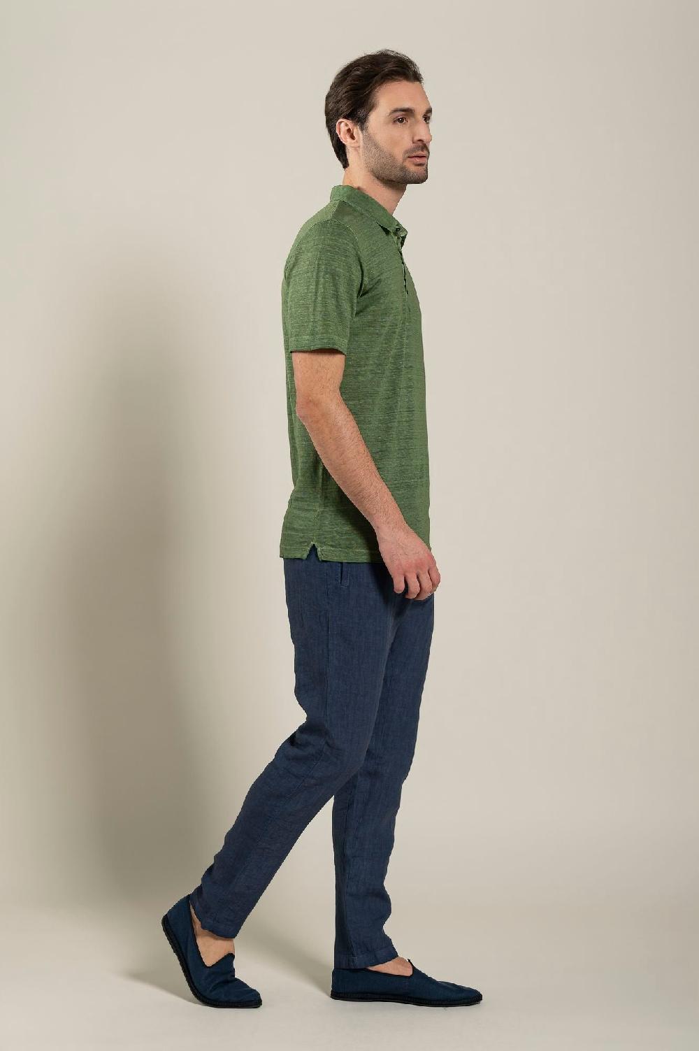 120% Lino Short Sleeve Man T-Shirt Polo Prezzo Ridotto