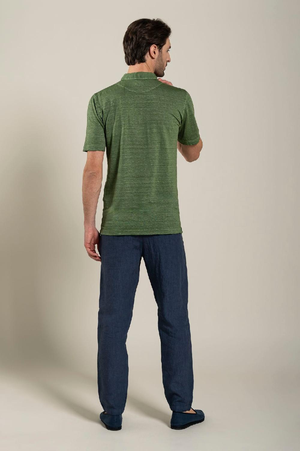 120% Lino Short Sleeve Man T-Shirt Polo Prezzo Ridotto