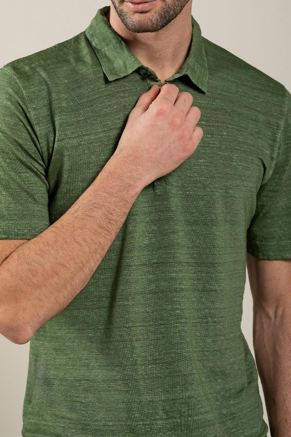 120% Lino Short Sleeve Man T-Shirt Polo Prezzo Ridotto