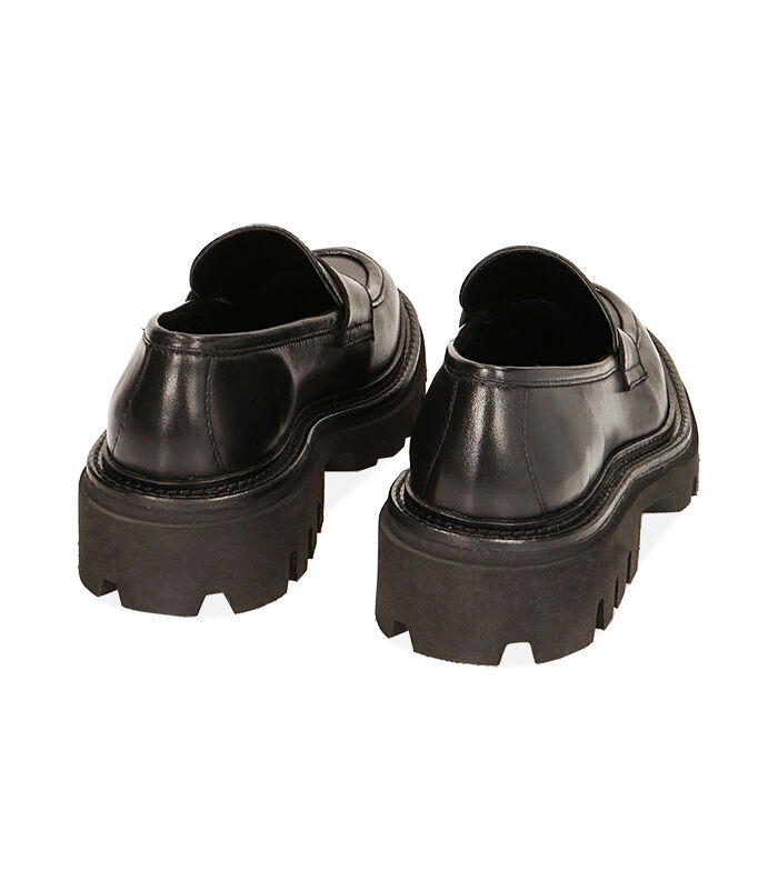 Valerio 1966 Mocassini donna chunky in pelle nera tacco 4 8 cm | Valerio 1966 Novità