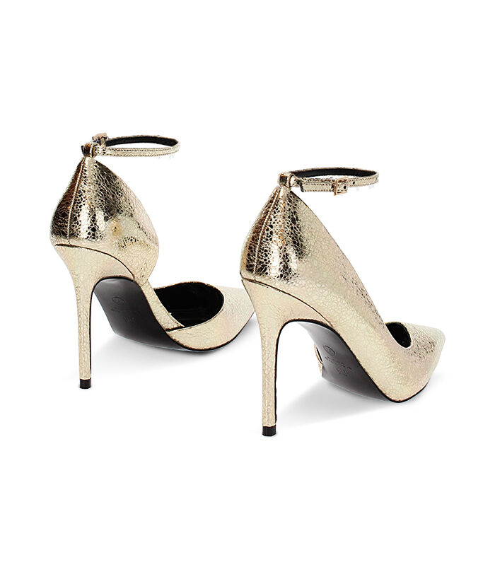 Valerio 1966 Décolleté open shank laminate oro tacco 10 5 cm | Valerio 1966 Nuovo