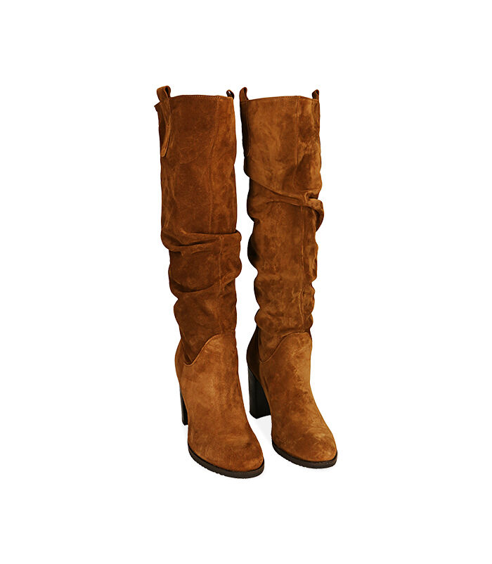 Valerio 1966 Stivali donna cognac in camoscio tacco 9 cm In Linea