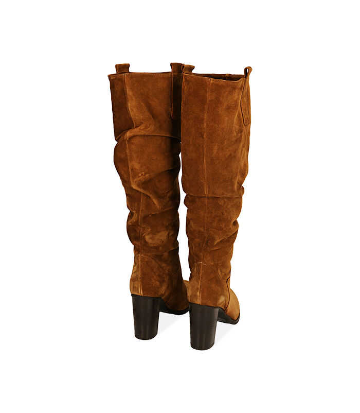 Valerio 1966 Stivali donna cognac in camoscio tacco 9 cm In Linea