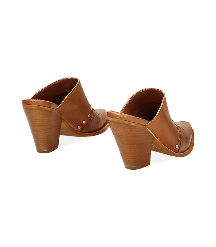 Valerio 1966 WOMEN SHOES SABOT LEATHER COGN Nuovo