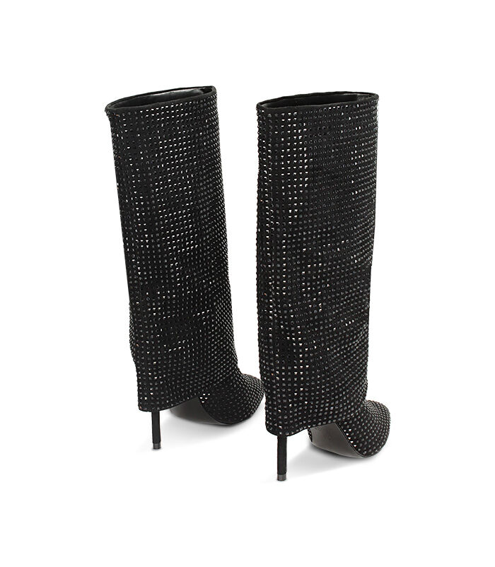 Valerio 1966 Stivali in microfibra neri con strass neri | Valerio 1966 Saldi Di Fabbrica