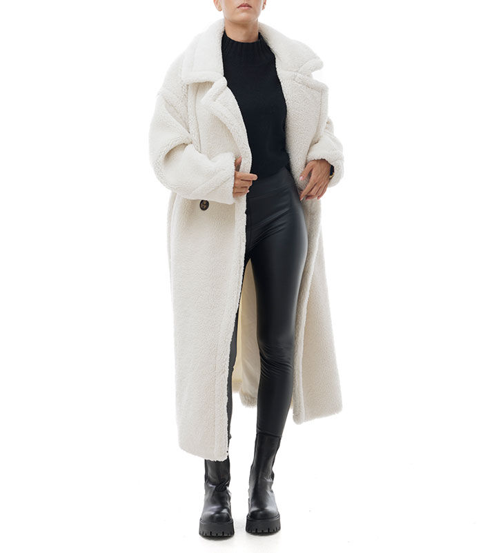Valerio 1966 Cappotto teddy lungo panna | Valerio 1966 Vendita Calda
