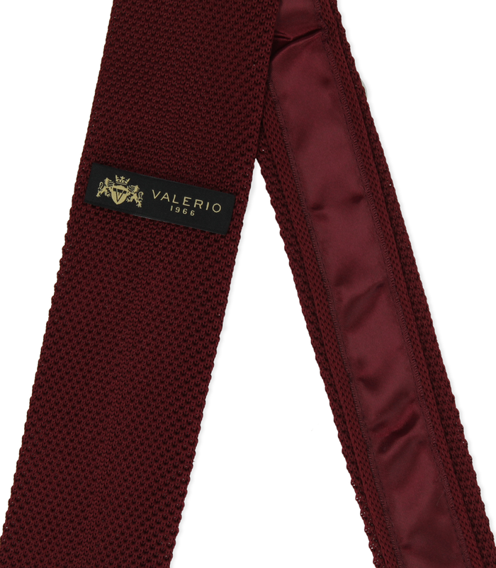 Valerio 1966 Cravatta bordeaux in cotone con fondo dritto uomo | Valerio 1966 Italia