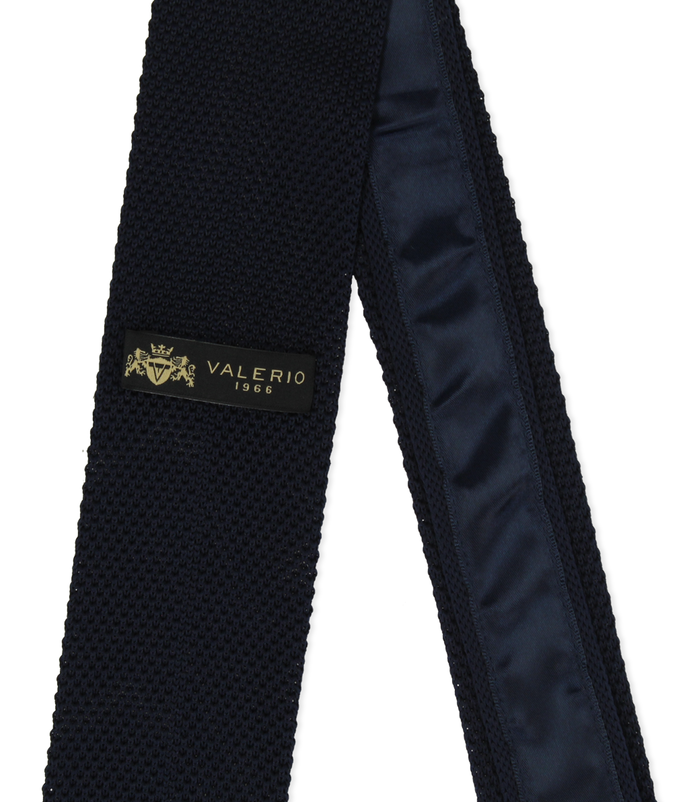 Valerio 1966 Cravatta blu in cotone con fondo dritto uomo | Valerio 1966 2025