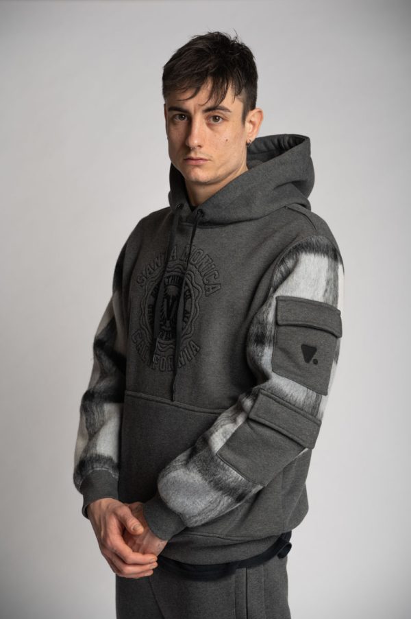Valvola Fashion FELPA CAPPUCCIO CON MANICHE IN CONTRASTO TARTAN Qualità Garantita