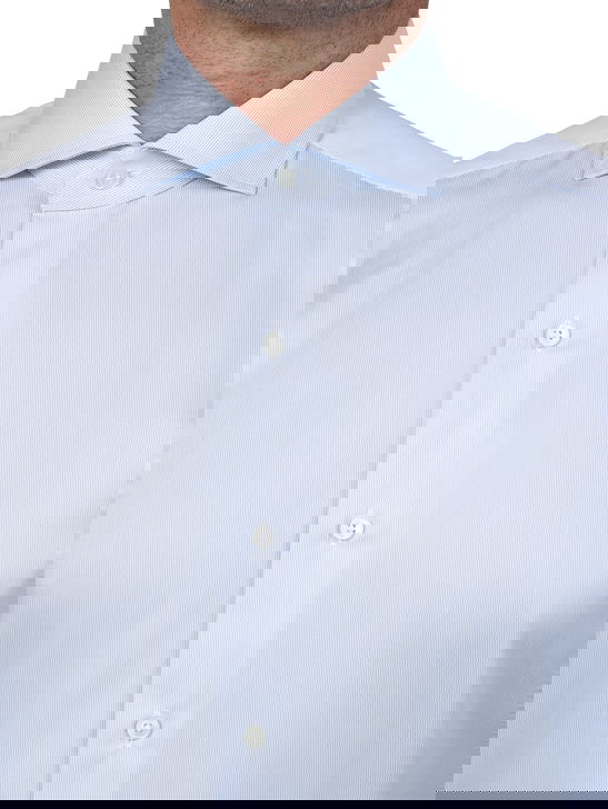 Xacus Camicia Xacus Rigata Tessuto Thomas Mason Bianco Qualità